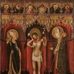 Cristo ferito al costato tra Sant'Ambrogio e Sant'Agostino Cristo ferito al costato tra Sant'Ambrogio e Sant'Agostino