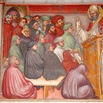 Scena 10. Agostino e Alipio ascoltano Sant'Ambrogio che predica Scena 10. Agostino e Alipio ascoltano Sant'Ambrogio che predica